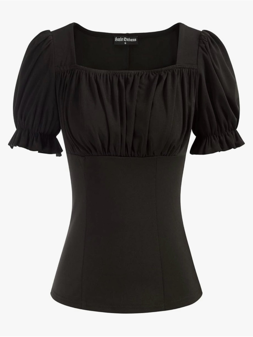 Black puff sleeve Renaissance-style top - Picture 3 of 6